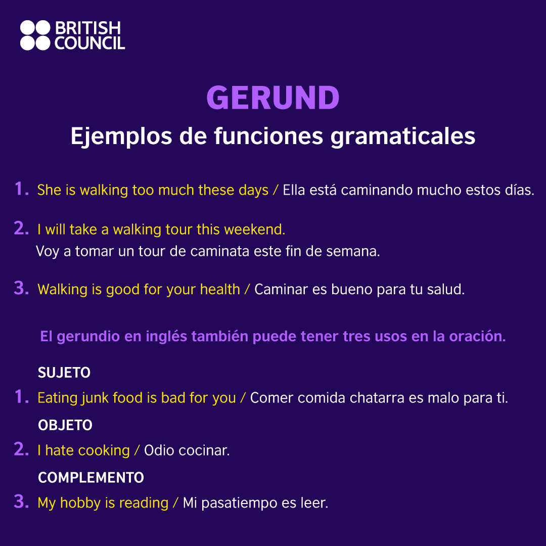 Gerund: qué es, sus funciones, y cómo usarlo | British council